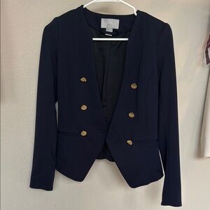 Elegant Navy Double-Breasted Women's Blazer